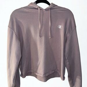 Champion Cropped Hoodie Sweater in Mauve